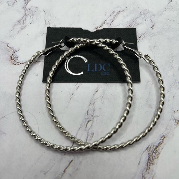 New black, blue, and silver tone large earrings, 3 pairs - Picture 2 of 6